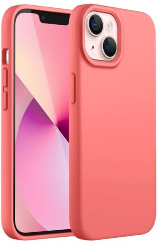 JETech Silikon Hülle für iPhone 13, Rosa Pomelo | Seidig Weiches Gefühl, Stoßschutz, Kratzfest, Mikrofaser-Innenfutter