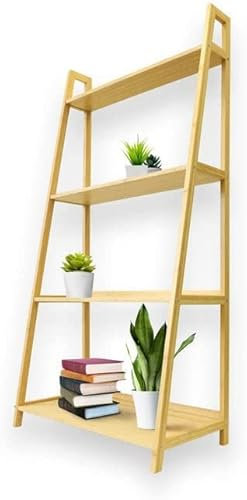 KARAT Étagère en bambou Zaria - 125 x 32 x 63 cm - Échelle de plantes avec 4 niveaux - Étagère à fleurs - Banc de fleurs - Étagère en bambou - Échelle