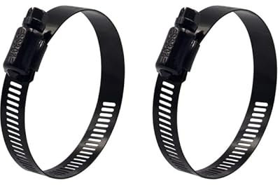 ISPINNER 2pcs 2.5 Inch Stainless Steel Adjustable 40-64mm Size Range Worm Gear Hose Clamp, Fuel Line Clamp for Plumbing, Automotive and Mechanical Application (Black)