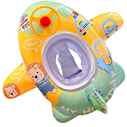 Sommer Baby aufblasbarer Schwimmring Baby Schwimmen Trainer Sitz Kinder Schwimmboot Automobil Schwimmring mit Lenkrad-Griff Baby Float schwimmreifen für 1-5 Jahre alt（gelber Löwe）