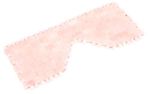 Brrnoo Masque pour les Yeux en Jade, Masque pour les Yeux de Sommeil pour le Visage aux Pierres de Jade, Outil de Massage pour les Soins de la Peau de la Fatigue Oculaire(Quartz Rose)