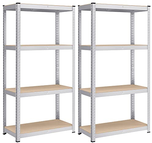SONGMICS Schwerlastregal, 2er Set, Kellerregal, Lagerregal, 40 x 80 x 160 cm, Regal mit Stahlgestell, bis 520 kg belastbar, 4 verstellbare Ablagen, silbern GLR044E02