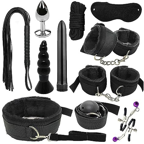Bed Restraints Kit for Couples Play Game Bed Toys Bondage Restraints Set SM Toys Flirting Tool for Men's and Women's Pleasure Adjustable Collar/Wrist/Ankle Cuffs Adults Neck to Feet Accessories