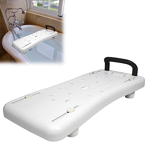 JOIEYOU Tavoletta per vasca da bagno, in plastica, 70 x 31 cm, con manico nero, larghezza di montaggio: 41 – 63 cm, per anziani, disabili, portata fino a 150 kg