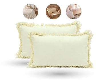 Juego de 2 Cojines 30x50cm 80% Poliéster + 20% Algodón para Sofa con Relleno Incluido Extra Suave al Tacto, Cojines Estampado Decorativo Hogar - Beige