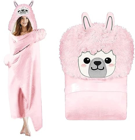 MZIEIU Alpaka Geschenk für Frauen-Sherpa Fleece Kuscheldecke mit ärmeln,Alpaka Decke mit Ärmeln Tragbare Decke zum Anziehen als Weihnachten Geburtstagsgeschenk für Frauen Damen