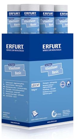 Erfurt Vliesfaser Basic 100 überstreichbare Vliestapete 10.05X0.53 Strukturtapete 6 Rollen 1004302