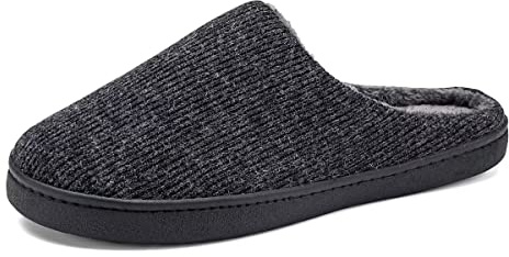 Zonkacen Men's Women's Anti Skid Closed Toe Warm Plush Winter Slippers for Outdoor Indoor Bedroom Kitchen Balcony Walking Playing Cold Weather Christmas Black 10.5-11.5 Men/12-13 Women