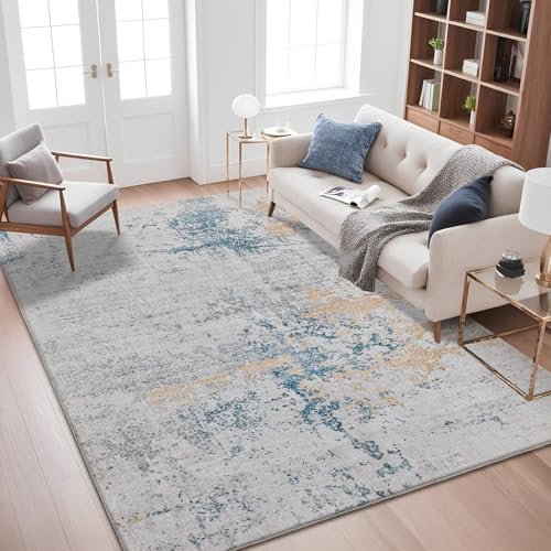 Safunion Teppich Wohnzimmer Schlafzimmer KurzFlor Modern Teppiche Groß Weich rutschfest Abstrakte (Blau/Multi, 120 x 160 cm)