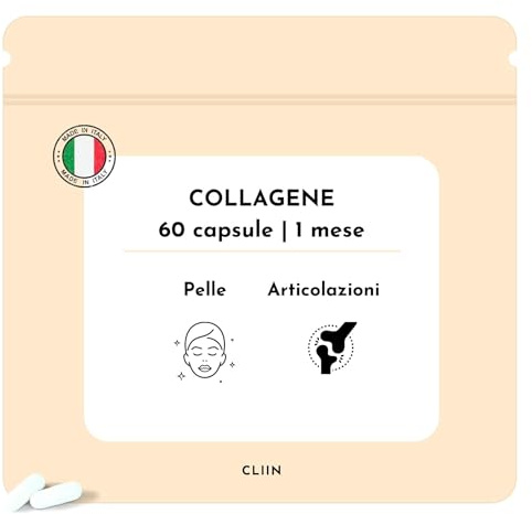 Collagene Marino Made in Italy, Collagene Integratore Alimentare 60 capsule, Pelle idratata, Articolazioni più Forti, Antirughe Naturale