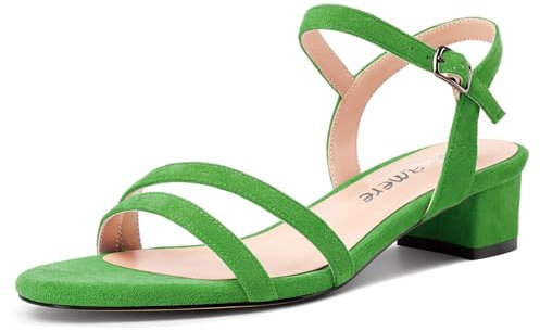 Castamere Donna Basso Chunky Blocco Gattini Tacco Heel Aperte sulla Punta Cinturino alla Caviglia Slingback Sandali Ballo Dress 3 CM Heels Verde Mela 40 EU