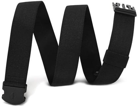 WHIPPY Mens Elastic Stretch Belt Unisex Adventure Web Belt for Women Men with Non-Metal Buckle Adjustable Belts, Black, 43 Inches