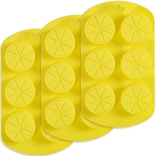 Newk Silikonform in Fruchtform, 4 Packungen mit 6 Zitronenmulden, antihaftbeschichtet, lebensmittelecht, für Seife, Eiswürfel, Bonbons, Fondant, Schokolade