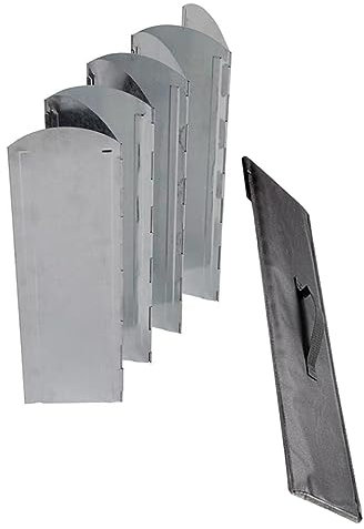WOONEKY Portable Windshield for Outdoor Stove, 8pcs Foldable Galvanized Steel Windbreak Set with Carry Bag, Lightweight Bbq Burner Windproof Tool for Camping and Hiking