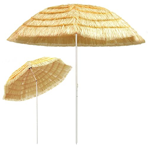 Kavolet Sonnenschirm Hawaii, Strandschirm Ø 300cm, Gartenschirm Balkonschirm Strohschirm mit 8 Rippen, Terrassenschirm leicht, Neigbar Höhenverstellbar für Strand Terrasse Garten Pool Balkon