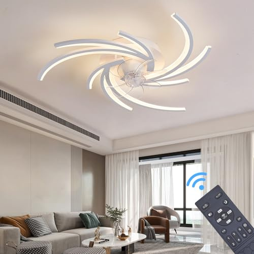 Deckenventilator mit LED Beleuchtung mit Fernbedienung Lichtfarbe/Helligkeit einstellbar. Oszillierend. 6 Geschwindigkeiten, timer 2 Stunden Sommer-, und Wintermodus YT (2042YT-3W white)