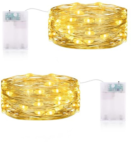 CandLuc Lichterketten Batterie, 3 meter 30 LED Lichterkette mit Timer, Mini Lichterkette mit Batterie Warmweiß IP65 Wasserdichte für Weihnachten Halloween Zimmer Garten KrüGe Hochzeit Dekoration