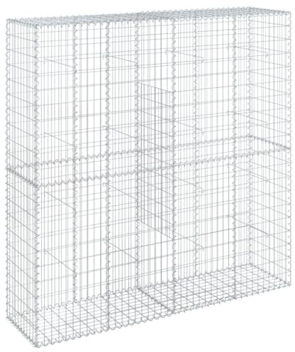 vidaXL Gabionkorg med skydd 200x50x200 cm galvaniserat järn, gabionkorg, stenmur, gabionmur, gabionkorgar, stenmurar, gabinmurar, gabionvägg