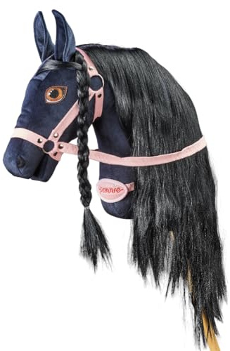 Ponnie Steckenpferd Black Lady A4, Hobby Horse, Pferde Spielzeug für Kinder, mit handgemalten Augen, hergestellt in Einer geschützten Werkstatt Size S