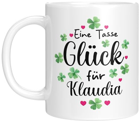Personalisierte Tasse mit Namen und Spruch - Eine Tasse Glück - Geschenkidee - Frau - Freundin - Kollegin - Geburtstagsgeschenk - Spruchtasse