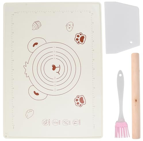 Wisebom Tapete de Silicona para Hornear 70 X 50cm Antiadherente Alfombrilla para Amasar con Rodillo y Cortador de Pasta Estera de Antideslizante Pastelería para Galletas, Pasta de Pizza, Pan, Fondant