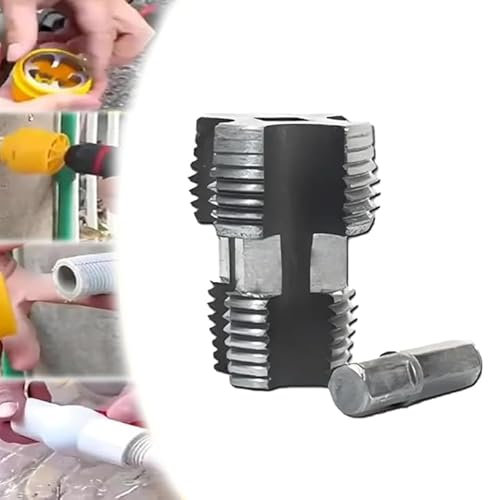 Kit filettatrice per tubi in PVC Aprifiletti per tubi,Strumento per filettare in PVC per trapano elettrico con 3 matrici 1/2,3/4,1,Fustella rotonda per tubi in plastica (Aprifilo interno)
