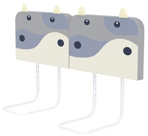 HENGMEI Bettgitter 60 cm Bettschutzgitter Baby Bett Rausfallschutz 5-Stufen Höhenverstellbar Absturzsicheres Bettgitter, Kinderbettgitter für Familienbett und Kinderbett (50cm, Grau Kuh)