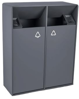 ruyi-1986 Poubelle d'extérieur Poubelle d'extérieur 38L/80L, Poubelle carrée en métal Gris à Double Baril, Poubelle Commerciale Domestique Moderne (avec cendrier) Poubelle Recyclage(Moyen)