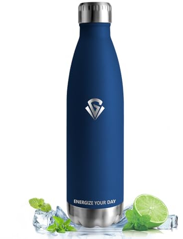 Vikastar Borraccia Termica, 0.75L Senza BPA, Thermos per Bevande Calde, a Prova di Perdite, Borraccia Termica 750 ml, Acciaio Inox, Bottiglia Termica per Campeggio, Palestra, Ciclismo, Blu Scuro