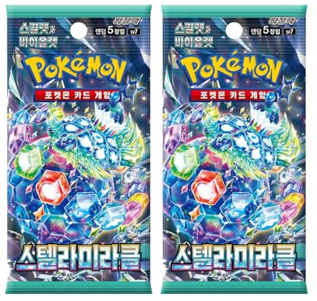 Stellar Miracle Koreanische Pokemon-Booster-Packs x2 | Koreanische Sternenkrone Pokemon Packs | Koreanische Pokémon-Karten insgesamt | Titan authentifiziert