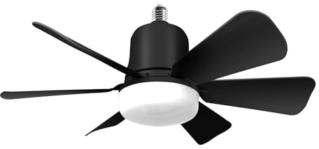 himmel Ventilateur plafond avec lumiere, 30W Lampe Ventilateur Plafond avec Douille E27, Dimmable LED pour Chambre, Salon, 3 Vitesses, 6 Pales