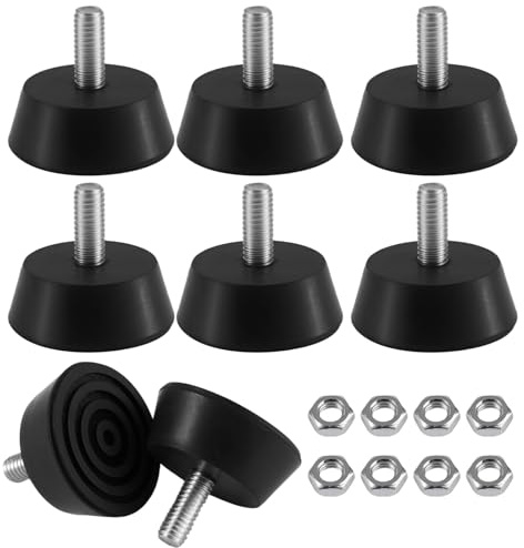 8 Stück Gummifüße Schraubbar Gummipuffer M6 X 32.3 mm Stellfüße Verstellbare Möbelfüße,mit Sechskantmutter Geliefert,Stuhlgleiter mit Gewinde m6, für MöbelStühle Tische,Sofas,Haushaltsgeräte,Vitrinen