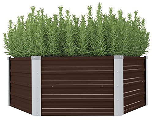 Fioriera rialzata in metallo, 100 x 100 x 77 cm, in acciaio zincato, resistente, per balcone e terrazza, colore antracite, per erbe, verdure e fiori