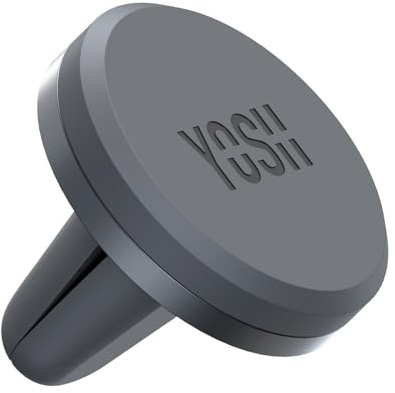 YOSH Magnetic Phone Holder for Car Air Vent, Phone Magnet, Car Accessories | Upgraded Strongest Magnets & Super Stable Cradle for Vent, Compatible with iPhone, Samsung, with Metal Plates, Metal Grey