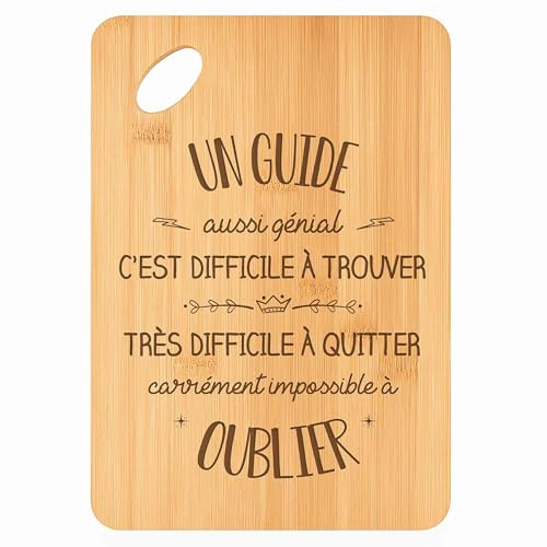 Planche à découper Un Guide aussi génial - Plateau Apéro en Bambou Cadeau Gravé Collègue Homme Métier Cuisine Barbecue