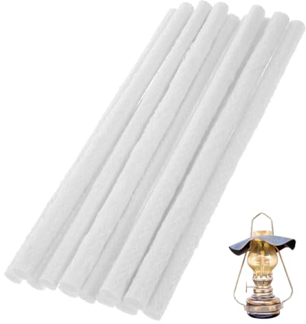 Hemobllo 10 Stück Glasfaserdocht Rund 25cm - Dauerdocht für Wachsfresser & Kerzenreste - Hochwertiger Ersatzdocht für Öllampen, Bambus Fackeln & Gartenleuchten - Fiberglas Docht Zuschneidbar