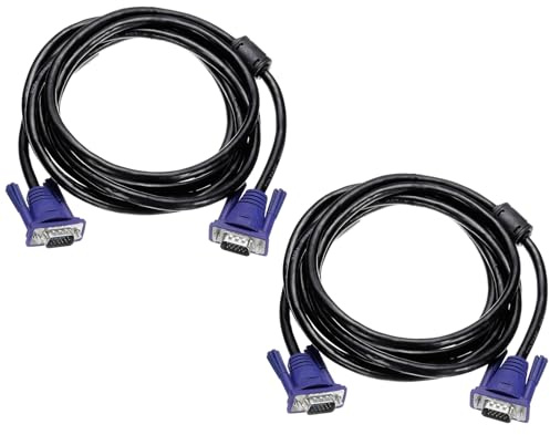 sourcing map Lot de 2 câbles VGA (3 m 7 broches) – Mâle vers Mâle Câble Vidéo Adaptateur Cordon pour TV, PC, Ordinateur, Ordinateur Portable, Moniteur, Projecteur, Noir