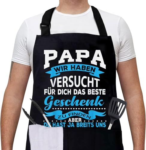Gkmamrg Vatertagsgeschenk für Papa Kochschürze Vater Geschenk - Schürze Papa verstellbare Latzschürze Schürzen für Köche BBQ Malerei Backen Kochen Vatertag Geschenk