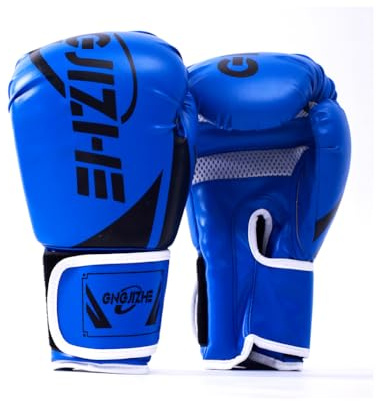 KIXZSAZ 1 paio di guanti da boxe da donna uomo per adulti, allenamento per esercizi, guanti traspiranti, protezione per le mani, attrezzi sportivi, Blu 10 once