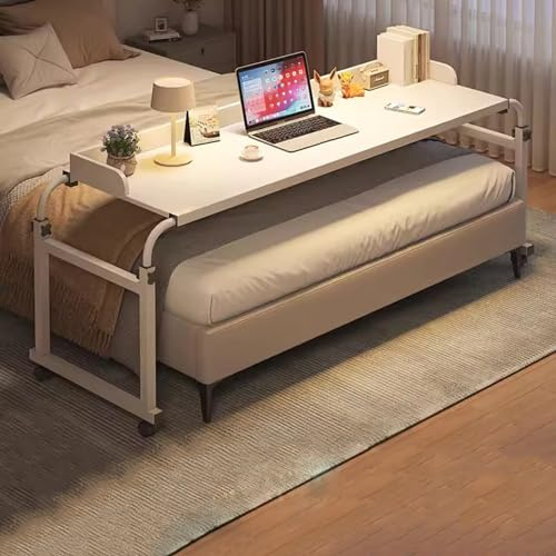 Tavolo da letto con ruote, scrivania portatile con ruote girevoli, altezza regolabile, postazione di lavoro per computer, vassoio per alimenti, tavolo medico con deflettore da scrivania