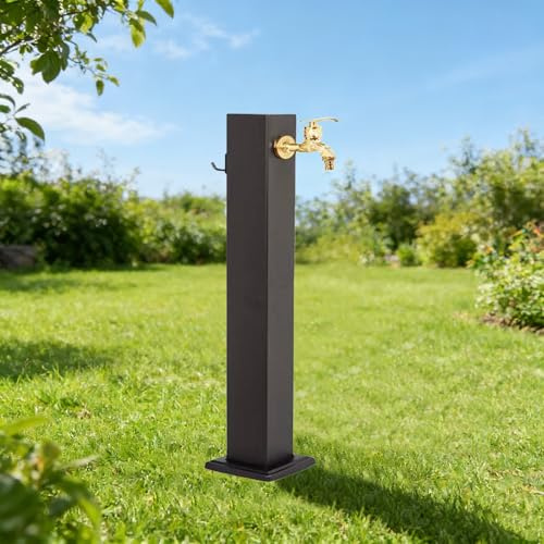 Columna De Agua Del Jardín De Acero Inoxidable 304, Soporte Para Manguera Con Grifo, Anticongelante Para Exteriores, Para Jardín, Granja, Pasto, Patio Trasero(Black 3,60cm/23.6in)