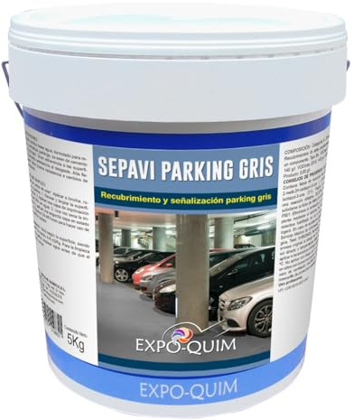 EXPOQUIM Pintura para GARAJE SUELO de HORMIGÓN, ANTIDESLIZANTE y RESISTENTE a la ABRASIÓN — Sellador de superficies RESISTENTE al AGUA con acabado PROFESIONAL (GRIS, 5 KG)