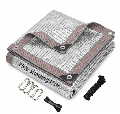 Toile Ombrage 75% Aluminium 5x60m pour Garage Auto | 75% Aluminium, Anti-UV, Anti-Chaleur, Tissu Résistant, avec Œillets & Cordes, pour Garage, Voiture, Carport