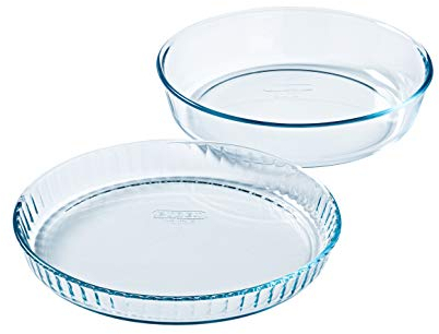 Pyrex® - Bake & Enjoy - Set of a Glass flan Dish 28 cm and a Cake Dish 26 cm