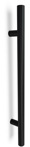 Oppali Schwarz Rostfreier Stahl 304 Haustür-Beschlag Stoßgriffe Ziehgriff | Stangen-Griff Durchmesser 30mm | Runden T-Bar | 80cm Gesamtlänge | Loch-zu-Loch Abstand 60cm |