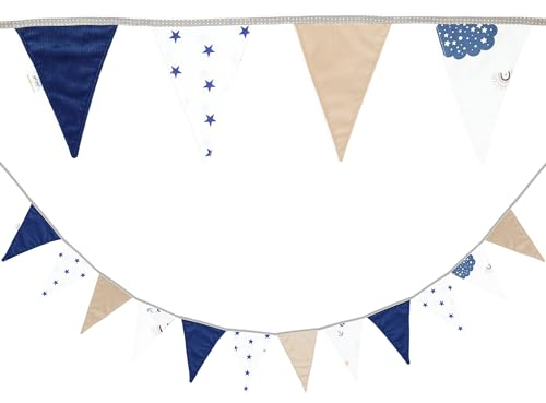 Guirlande de fanions pour Chambre d'enfant Velours Coton - Guirlande de fanions en Plein air pour Anniversaire 350 cm - 12 Triangles (15 cm x 22 cm) Arc-en-Ciel