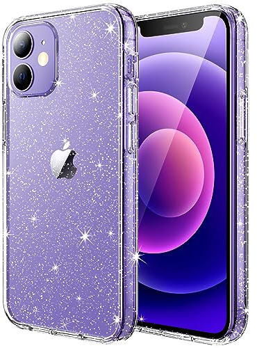 JETech Glitter Skal för iPhone 12/12 Pro, 6,1 Tum, Bling Gnistra Stötskyddad Telefon Bumper Case, Söt Glittrande Fodral för Kvinnor och Flicko (Klar)