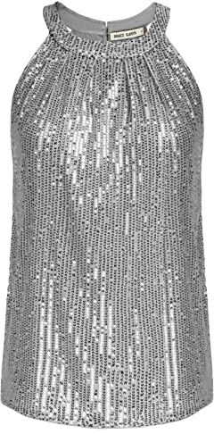 GRACE KARIN Damen Pailletten Tops Ärmellose Neckholder Camisole Party Club | Pailletten, Neckholder, Ärmellose, Camisole, Ärmellose, Party, Club, Tank-Tops, Vest, Cocktail
