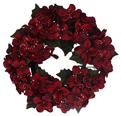 Gisela Graham Bougeoir Hortensia Bordeaux 18 cm
