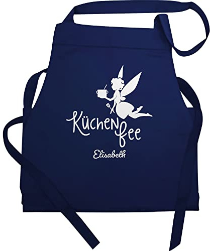 Schürze - Damen Frauen - Küchenfee mit Name I Kochschürze Küchenfee - 60x87 - Navy Blau - küchenschürze mama kreative geschenke für hobbyköche koch fee kochschürzen personalisierte